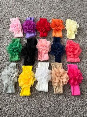 15 Soft Flower Stretch Headband - Assorted Colors